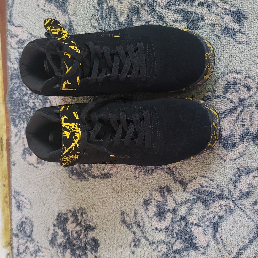 FILA splattered black and yellow shoes